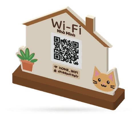 Nhà gỗ mèo và chậu cây
